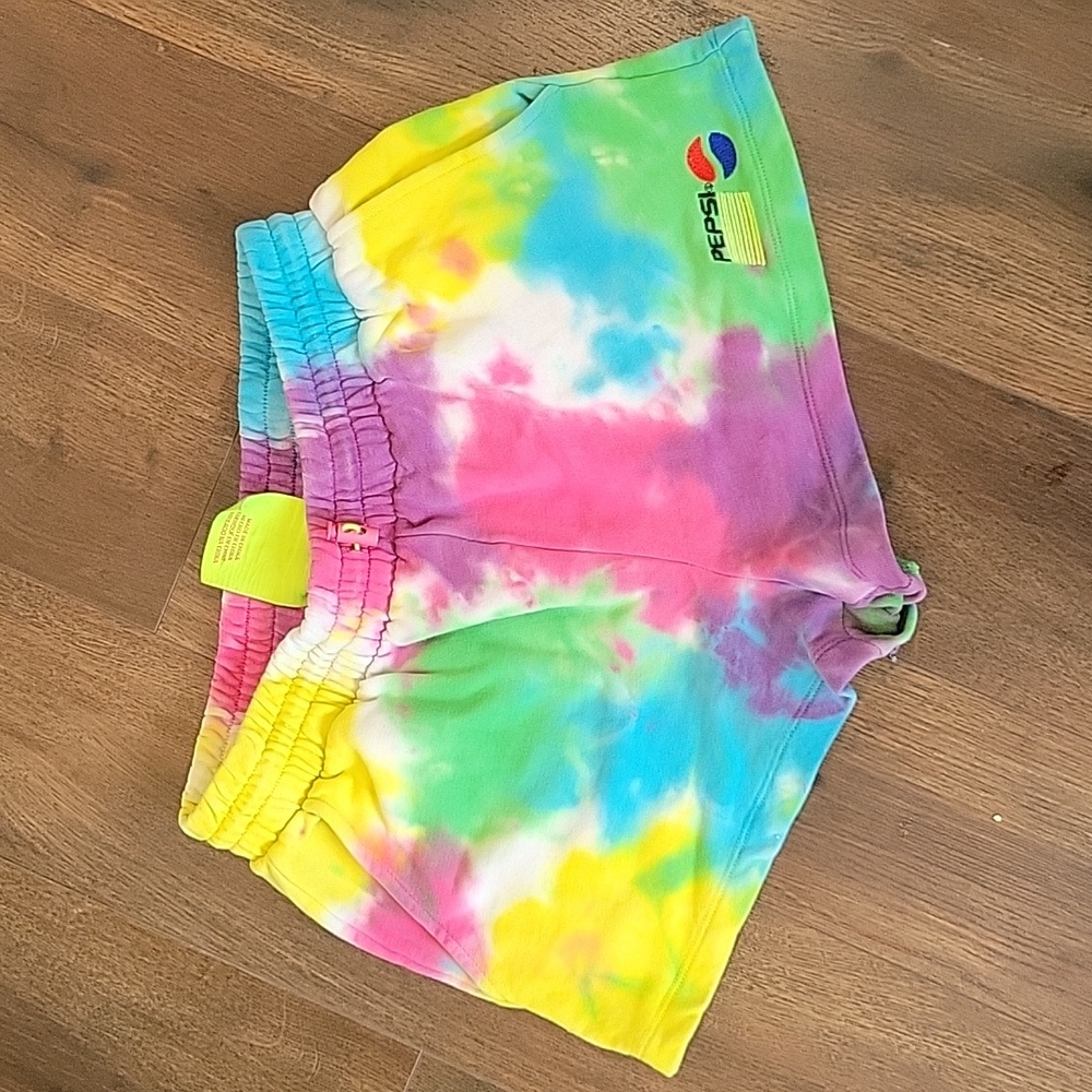 Forever 21 Pepsi rainbow tie dye small shorts